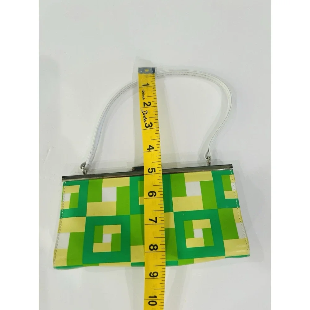 Vintage Claires Icing‎ Y2K Mini Shoulder Bag Purse Kiss Lock Green Geo 00s Bratz